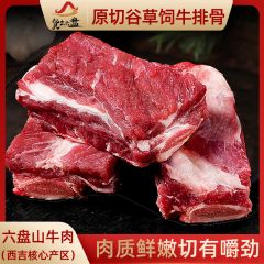 "货出六盘 宁夏西吉县谷草饲喂养 六盘山牛肉 精品黄牛牛排骨切块 2斤/袋