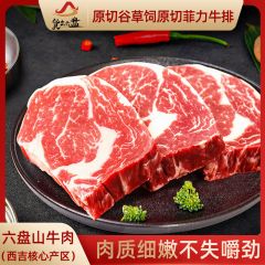 "货出六盘 宁夏西吉县谷草饲喂养 六盘山牛肉 精品黄牛原切菲力牛排 2斤/袋